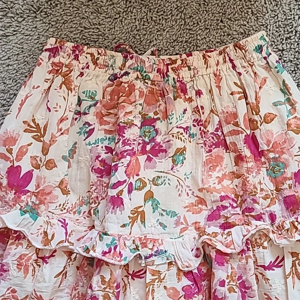 Cotton Watercolor Floral Flutter Mini Skirt - Picture 10 of 14